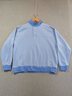 Orvis Signature 1/4 Zip Pullover Sweater Men's XL Blue World Flags
